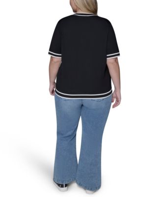 Women's Plus Size Crew Neck Short-Sleeve Sweater