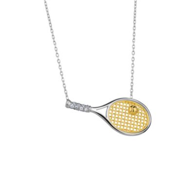 Sterling Silver Tennis Racket Necklace