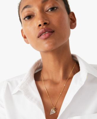 Cubic Zirconia and Glass Pizza My Heart Pendant Necklace