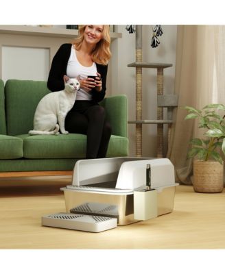 Stainless Steel Litter Box, High Sided Anti-Urine Leakage Non-Sticky