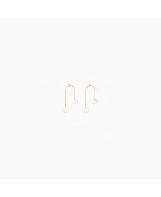 Sterling Silver 18k Gold Plated Mia Cultured Pearl Earrings