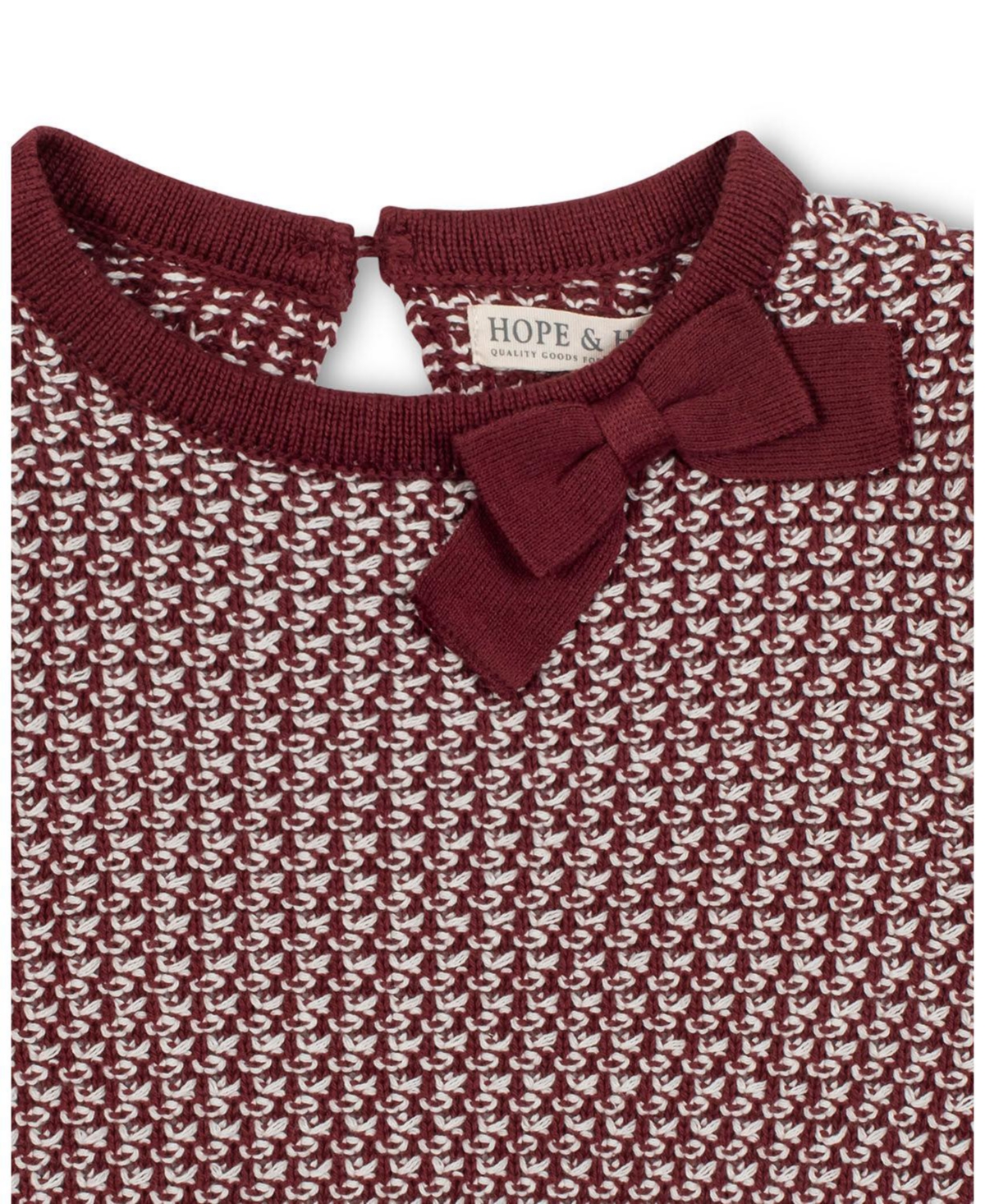 Hope & Henry Toddler Girls Organic Long Sleeve Bow Detail Tweed Sweater Dress