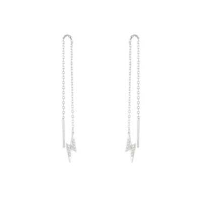 Lightning Bolt Sterling Chain Drop Earrings