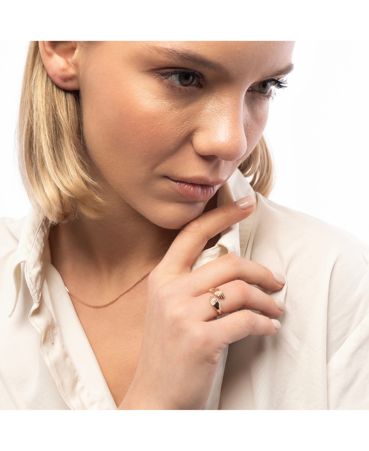 Spero London New Hug Ring With Hands Sterling Silver and Gold Plated