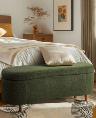 Bailey 48"W Boucl&eacute; Flip Top Storage Bench