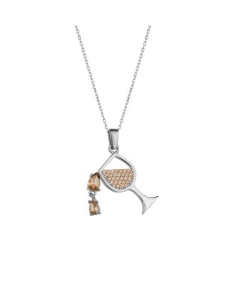 White Wine Glass Sterling Silver Necklace - Silver 85$