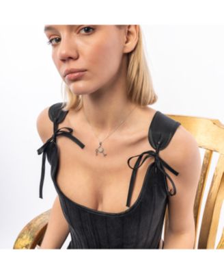 White Wine Glass Sterling Silver Necklace