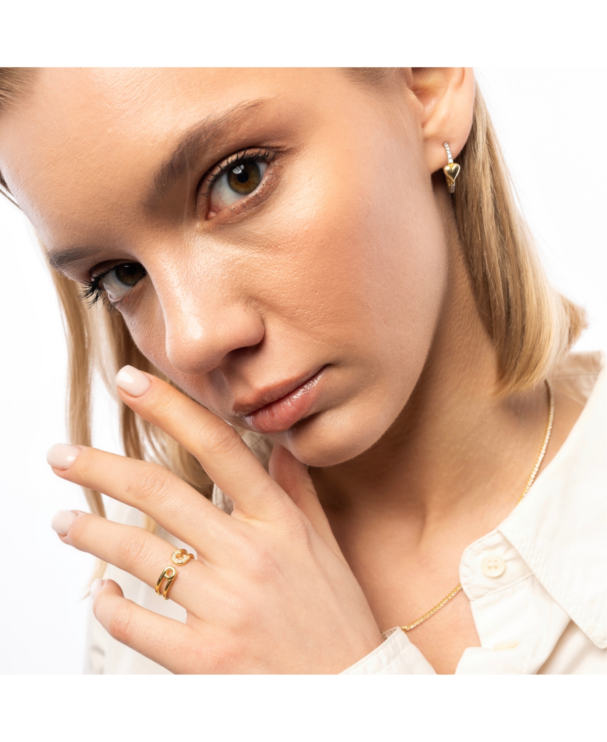 Sterling Silver Pave Jewelled Safety Pin Ring