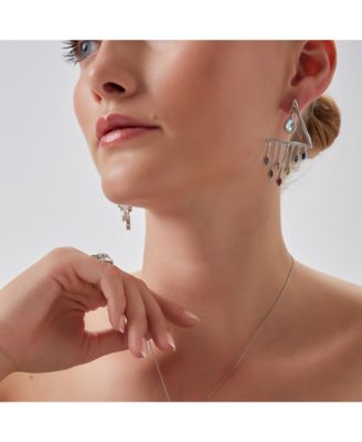 Colourful Rainbow Rain Drop Earrings in Sterling Silver