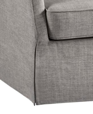 London 28"W Upholstered Skirted Swivel Armchair with Lumbar Pillow