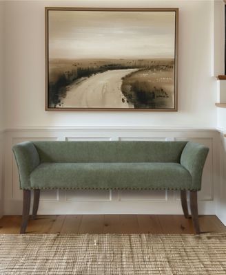 Welburn 49.5" Upholstered Bench with Back & Wood Legs