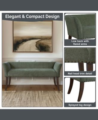 Welburn 49.5" Upholstered Bench with Back & Wood Legs