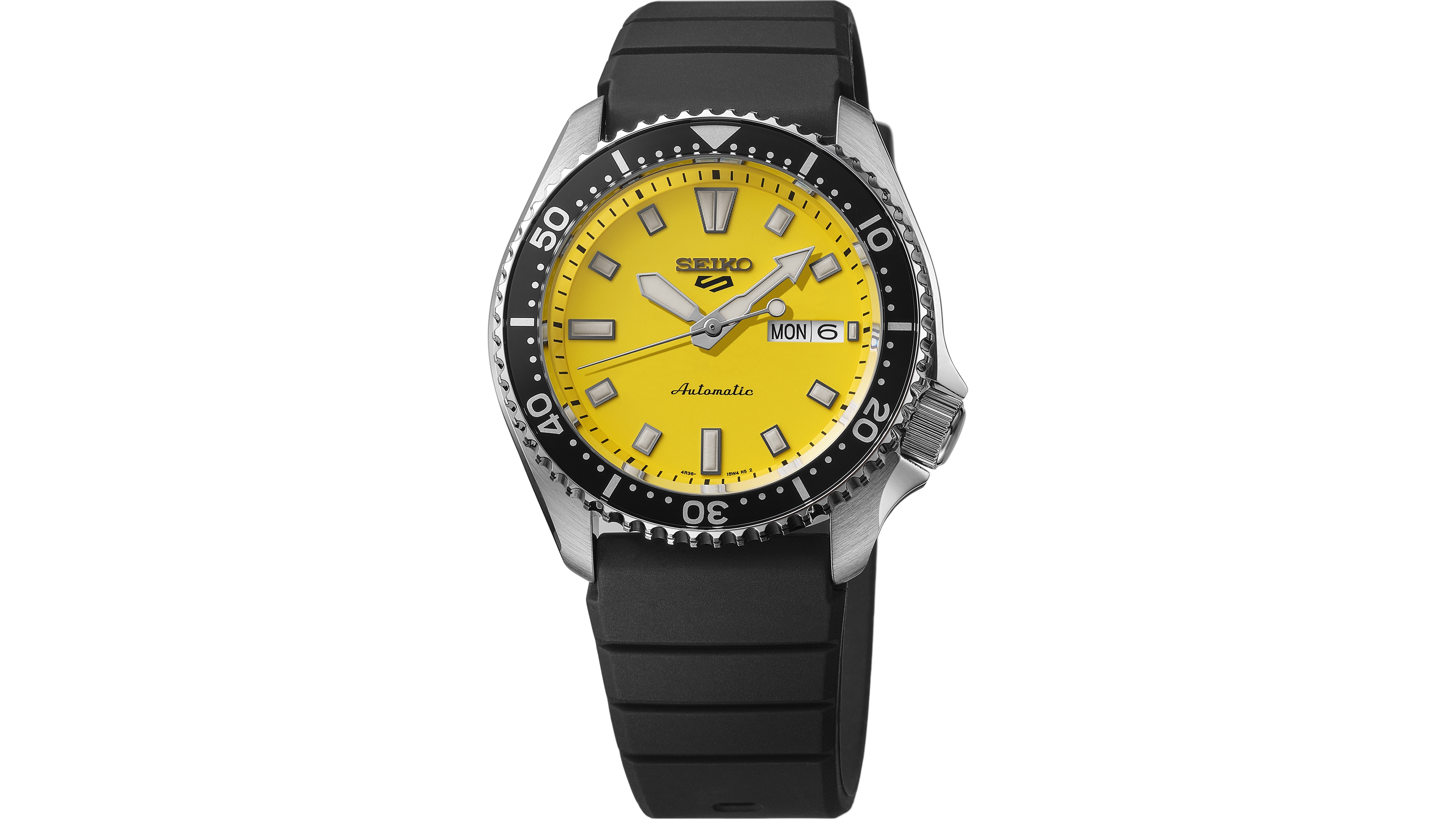 Seiko Men's 5 Sports Black Silicone Strap Watch, 42.5mm