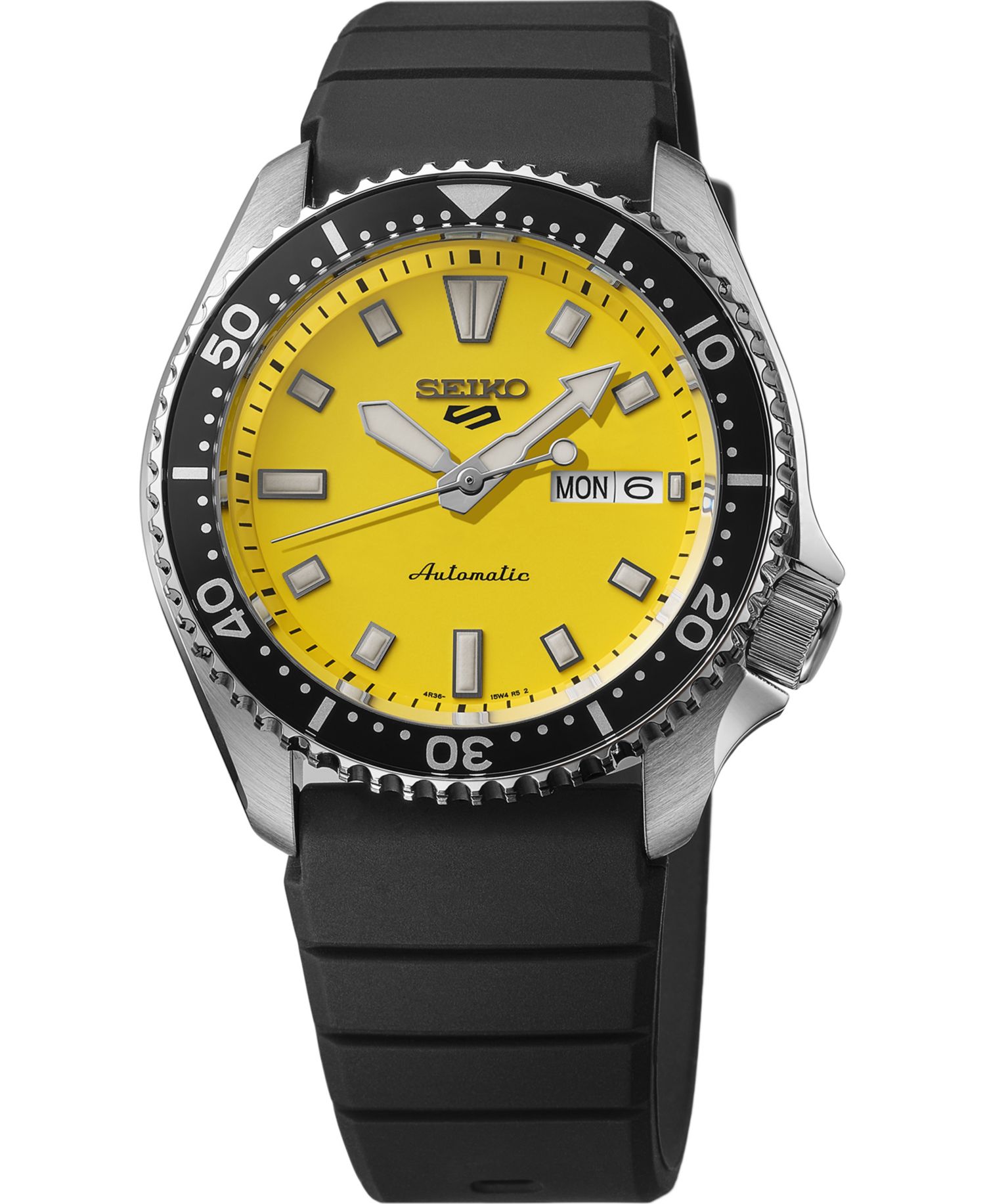 Men's 5 Sports Black Silicone Strap Watch, 42.5mm