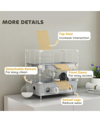 2-Tier Hamster Cage, Hamster Habitat with Accessories,