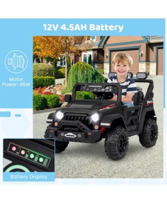 12V Electric Kids Ride on Truck with Remote Control and Music-Black