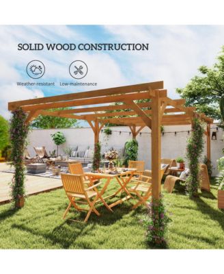 10' x 13' Outdoor Pergola, Wood Gazebo Grape Trellis,