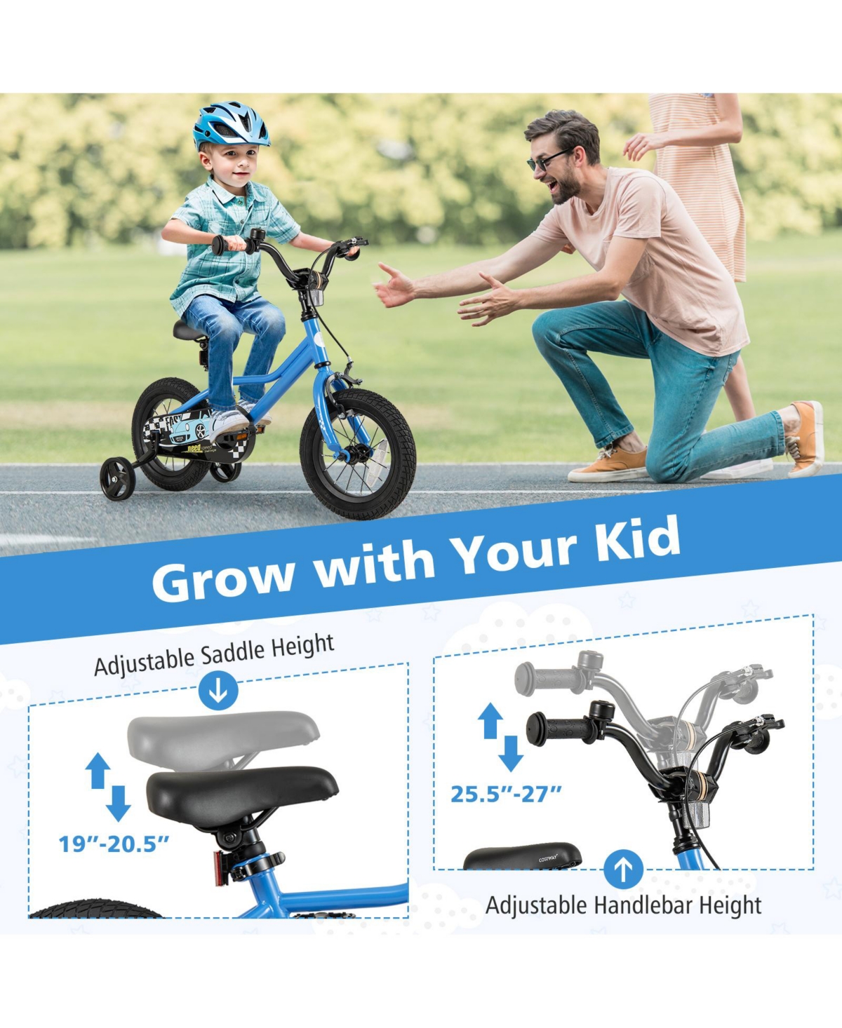 Sugift 12 Inch Kids Bike Adjustable for 3-4 Years Old with Low-Step Frame