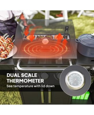 3 Burner Gas Grill with Side Burner and Shelves, Propane BBQ Grill