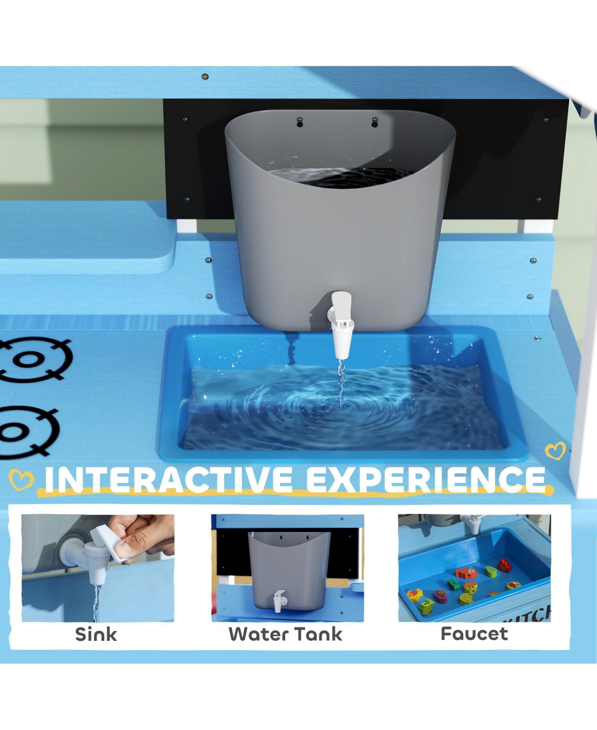 Qaba Mud Kitchen for Kids, Outdoor Play Kitchen w/ Sink, Faucet, Water k