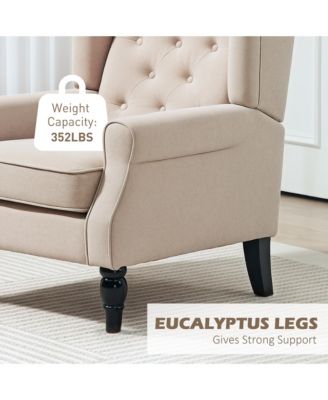 Standard Size  Fabric Upholstery Button-Tufted, Wingback, Round Arms  Accent Armchair