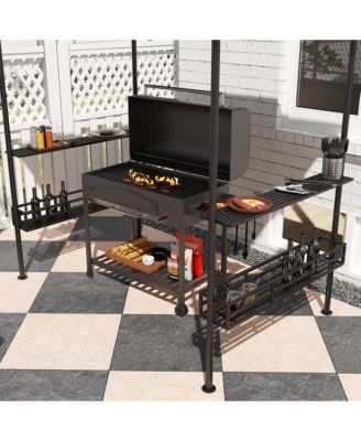 8' x 5' Grill Gazebo, 2-Tier Outdoor BBQ Gazebo, Dark