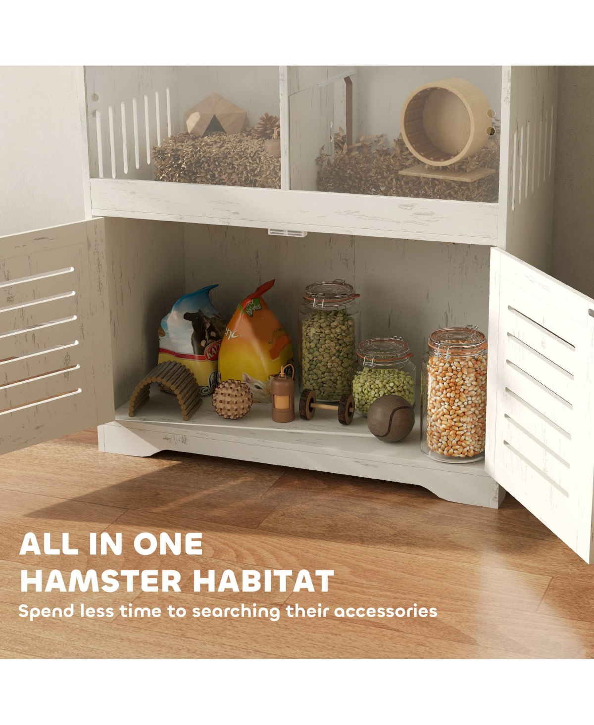 PawHut Large Hamster Cage for Multiple Small Pets with Storage Cabinet