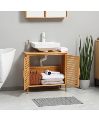Bamboo Freestanding Under-Sink Bathroom Organizer Cabinet