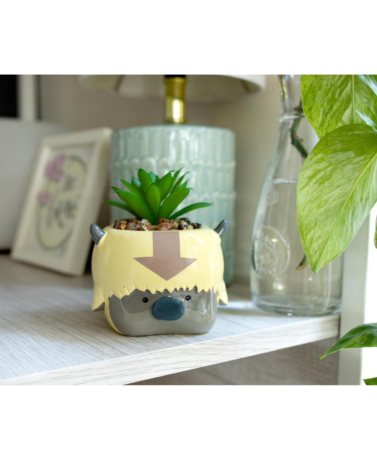 Silver Buffalo Avatar: The Last Airbender Appa 6-Inch Ceramic Planter With Artificial Succulent | Small Flower Pot, Faux Indoor Plant For Desk Shelf,