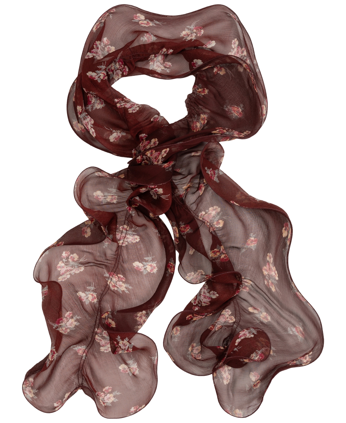 Ralph Lauren Fall Floral Boa Ruffle Scarf In Brown