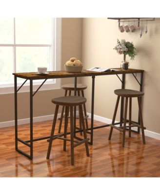 70" Bar Table with Charging Station, Bar Height Pub Table,