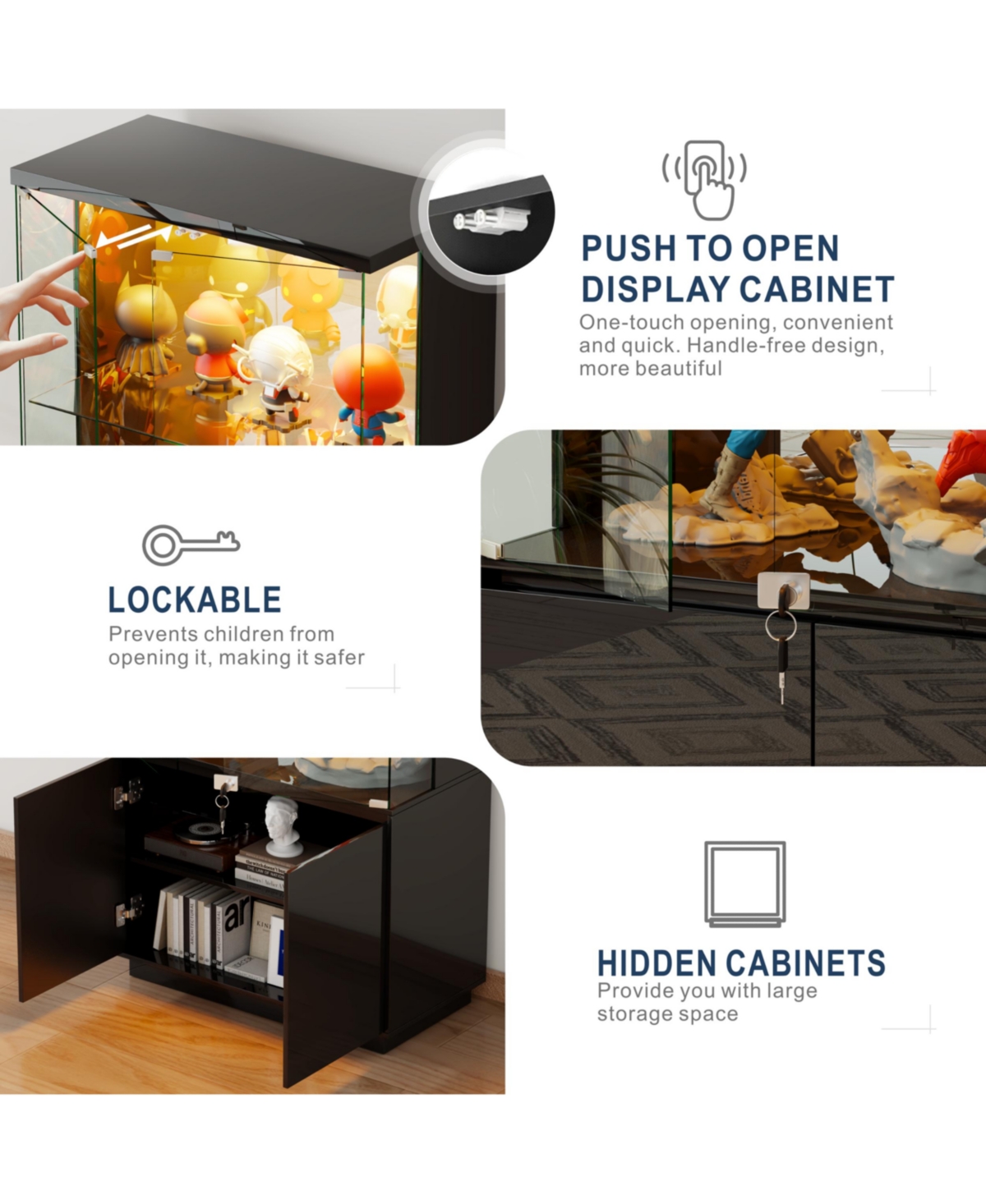 Vlsrka Wine Bar Storage Cabinet with Led Lights