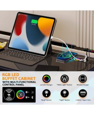 39.4" Modern Sideboard Buffet Cabinet with Charging Port