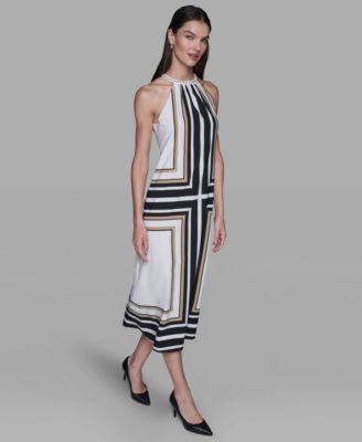 Women's Halter Neck Printed Midi Dress