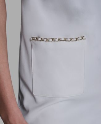 Women's Crew Neck Chain Detail Shift Dress