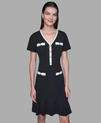 Women's V-Neck Short-Sleeve Sheath Dress
