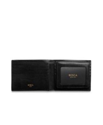 Men's Old Leather Credit Wallet with I.D. Passcase, Black