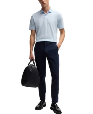 Men's Structured Cotton Blend Slim-Fit Trousers