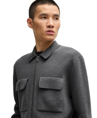 Men's Virgin Wool Zip-Up Regular-Fit Jacket