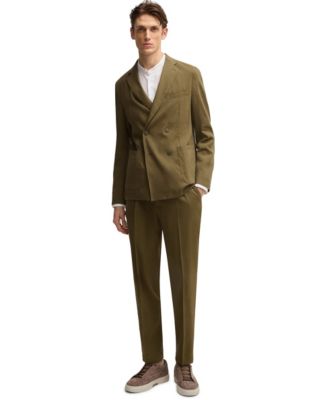 Men's Linen Blend Tapered-Fit Tailored Trousers