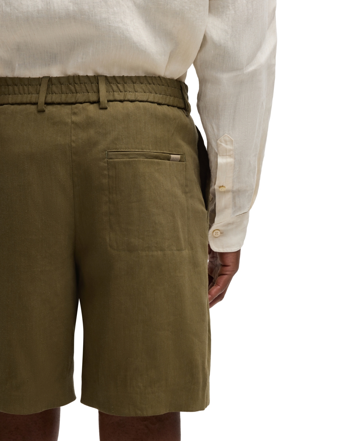 Boss by Hugo Men's Linen Blend Drawstring Formal Shorts