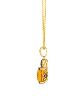 Citrine (1.90 ct. t.w.), Vanilla and Chocolate Diamonds Pendant Necklace (0.12 ct. t.w.) in 14k Honey Gold