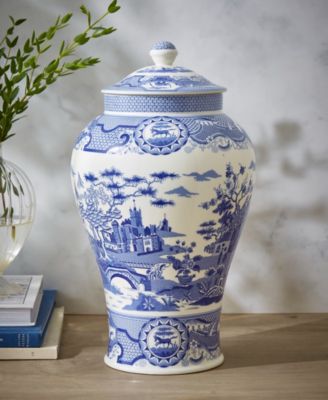 Blue Italian Gothic Castle Ginger Jar