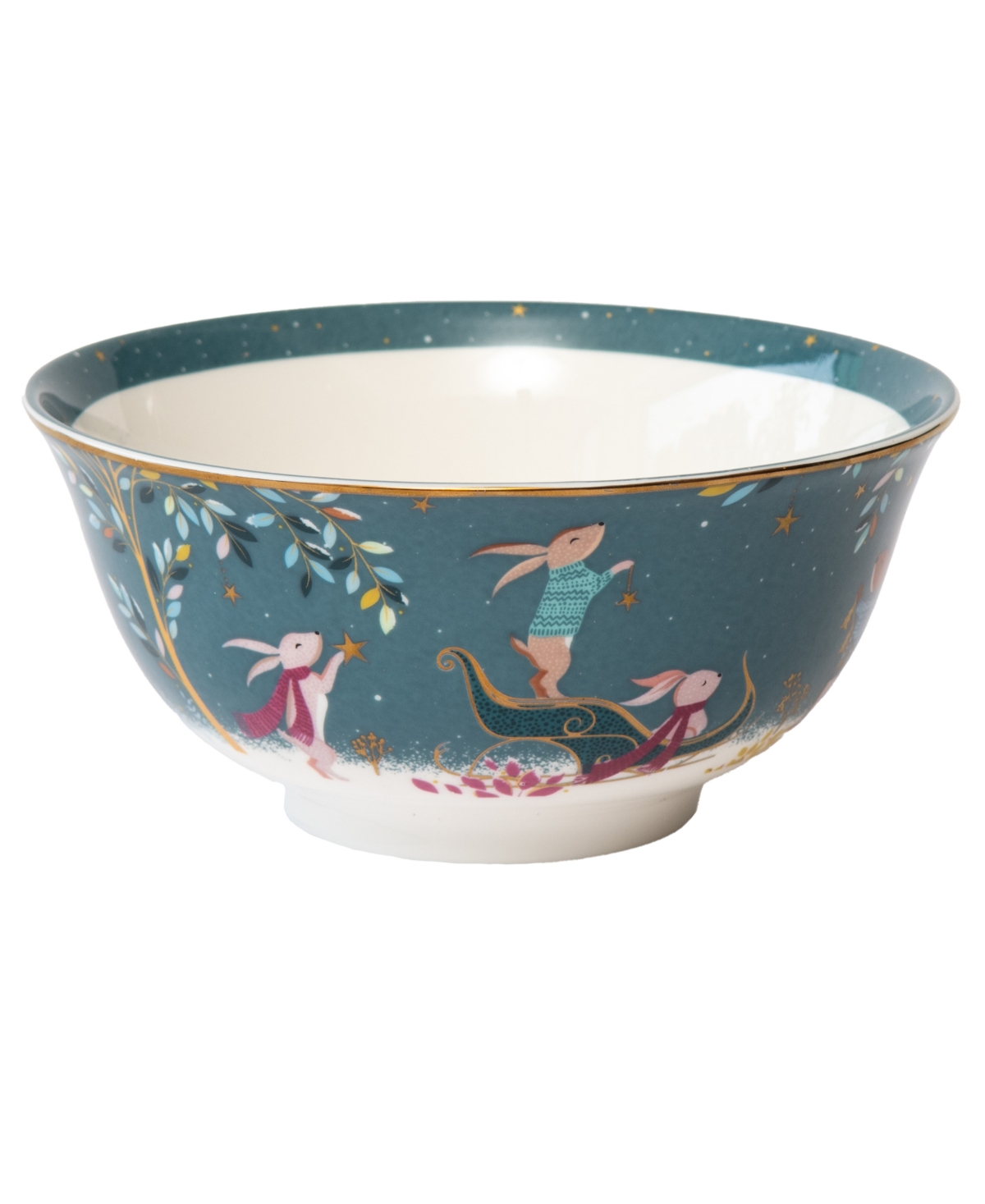 Portmeirion Sara Miller Woodland Tales Candy Bowl, Rabbit Sleigh In Blue