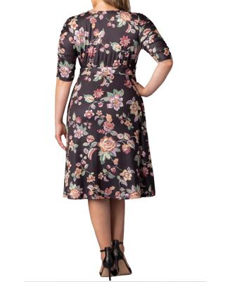 Plus Size Gabriella Ruched Sleeve Midi Dress with Pockets