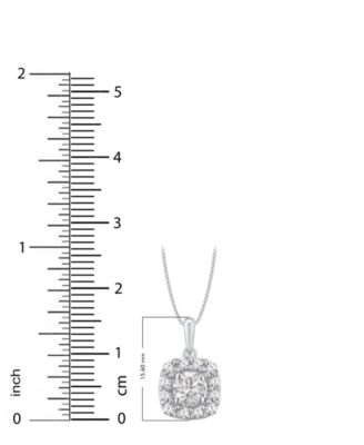 Diamond Square Halo Pendant Necklace (3/4 ct. t.w.) in 14k White Gold