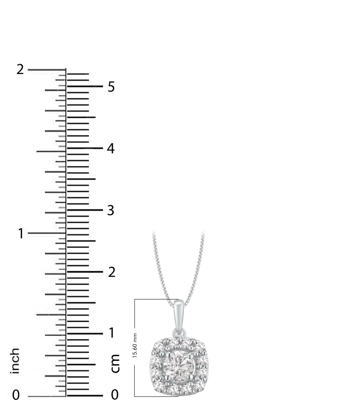 Macy's Diamond Square Halo Pendant Necklace (3/4 Ct. T.w.) In 14k White Gold In Metallic