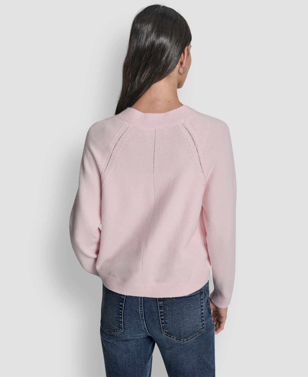 Dkny Jeans Petite Fully Fashioned Raglan V-neck Cardigan In Pink