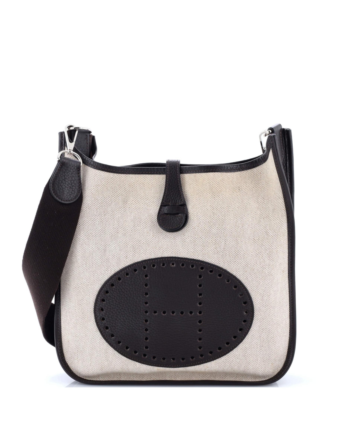 Pre-Owned HERMES Pm Evelyne Bag Gen Ii Toile and Leather