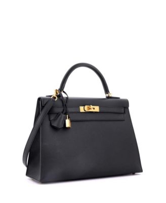  Kelly 32 Handbag Black Epsom with Gold Hardware